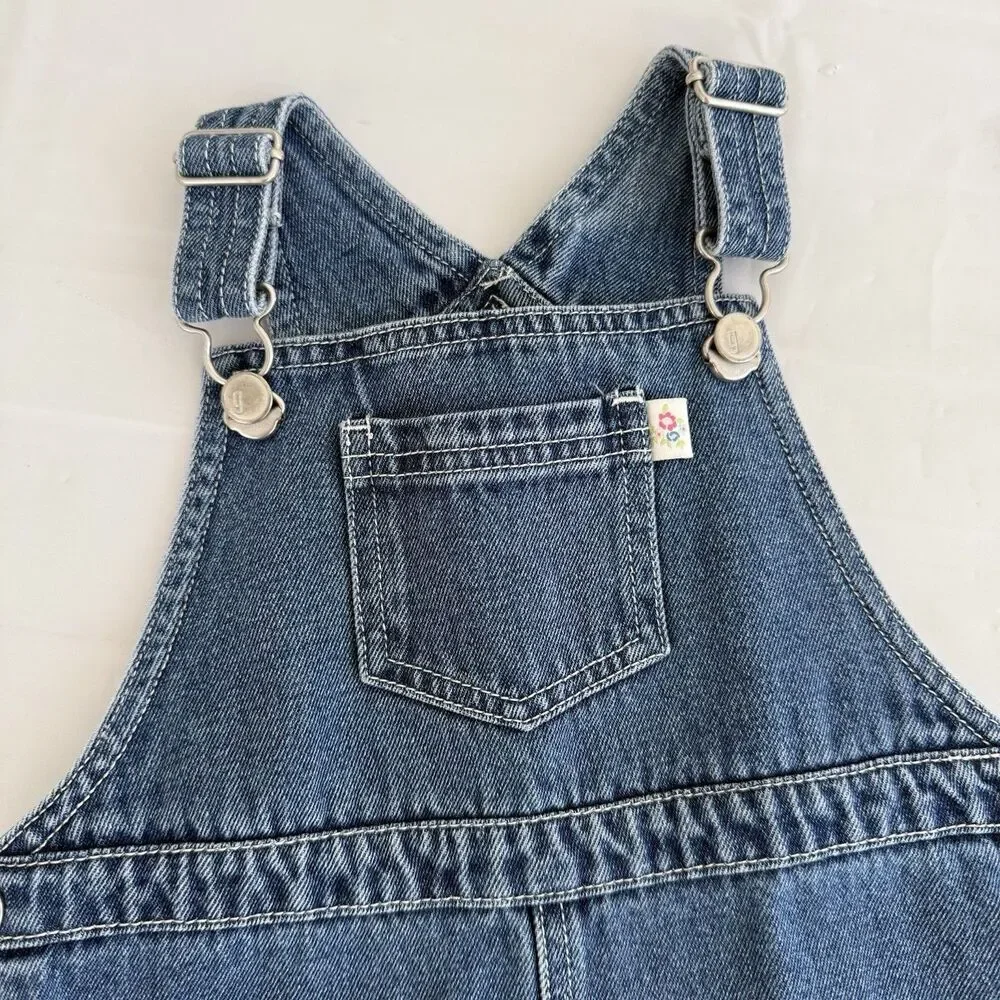 VTG Gymboree Jumper Dress XL 6Y Denim Floral Plaid Corduroy Quilted Overall Y2K